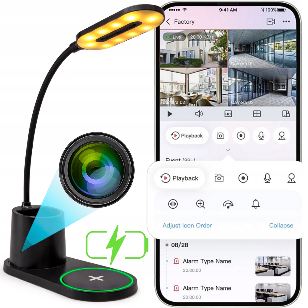 Mini Wifi Špionážna Kamera Ukrytá V Lampe Android Živý Náhľad Detekcia