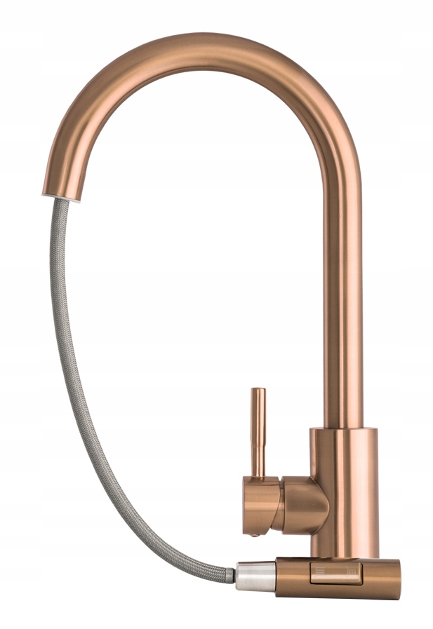 Batéria Do Kuchyne S Vyťahovacím Výtokom Ružové Zlato Oceľový Kohútik Loseto Rose