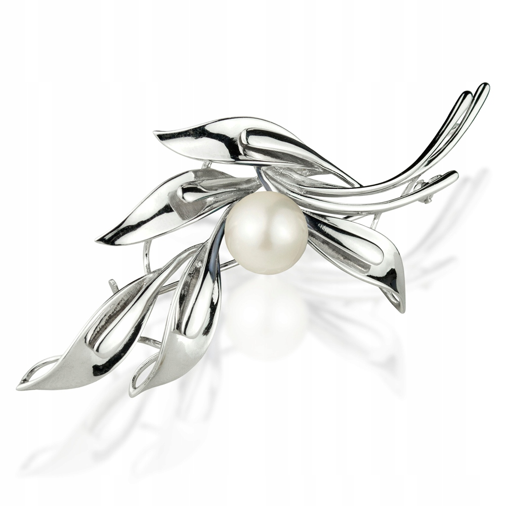 Stříbrná Brož S Pravou Perlou – Přívěsek