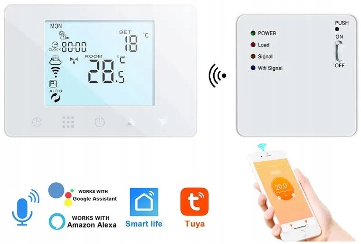 Bezpäťový Ovládač Kotla C.o. S Izbovým Termostatom WiFi V App Tuya