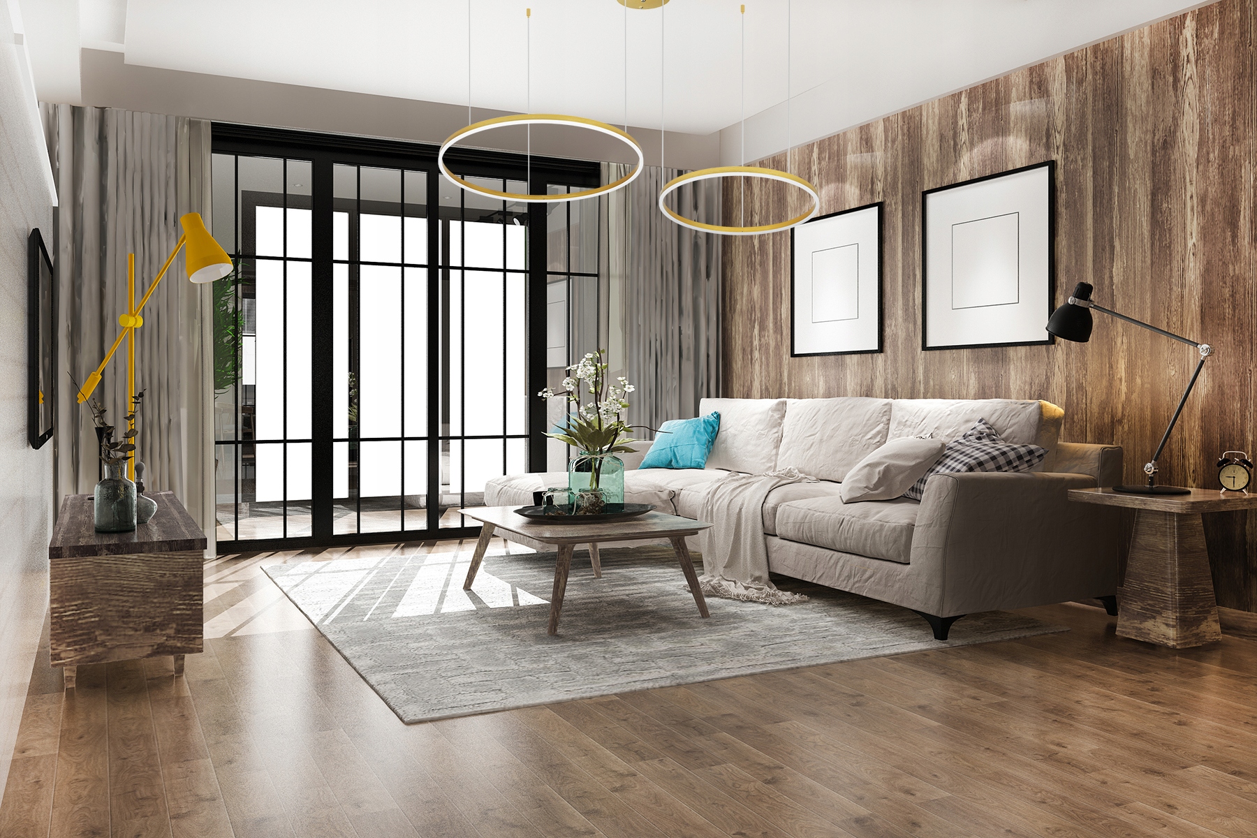 NOWOCZESNA LAMPA WISZĄCA ŻYRANDOL LED 50W 60/40cm Kolor odcienie żółtego i złota