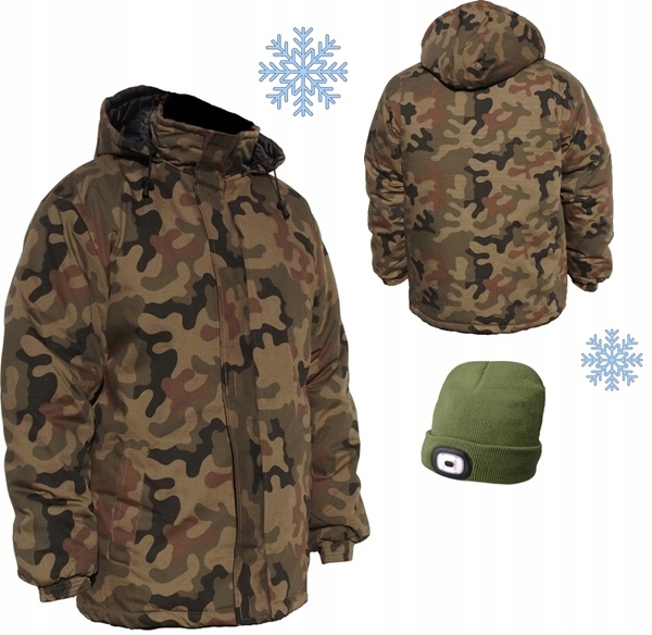 Kurtka Wojskowa Moro Ocieplana Zimowa Robocza XL Czapka Z Lampką