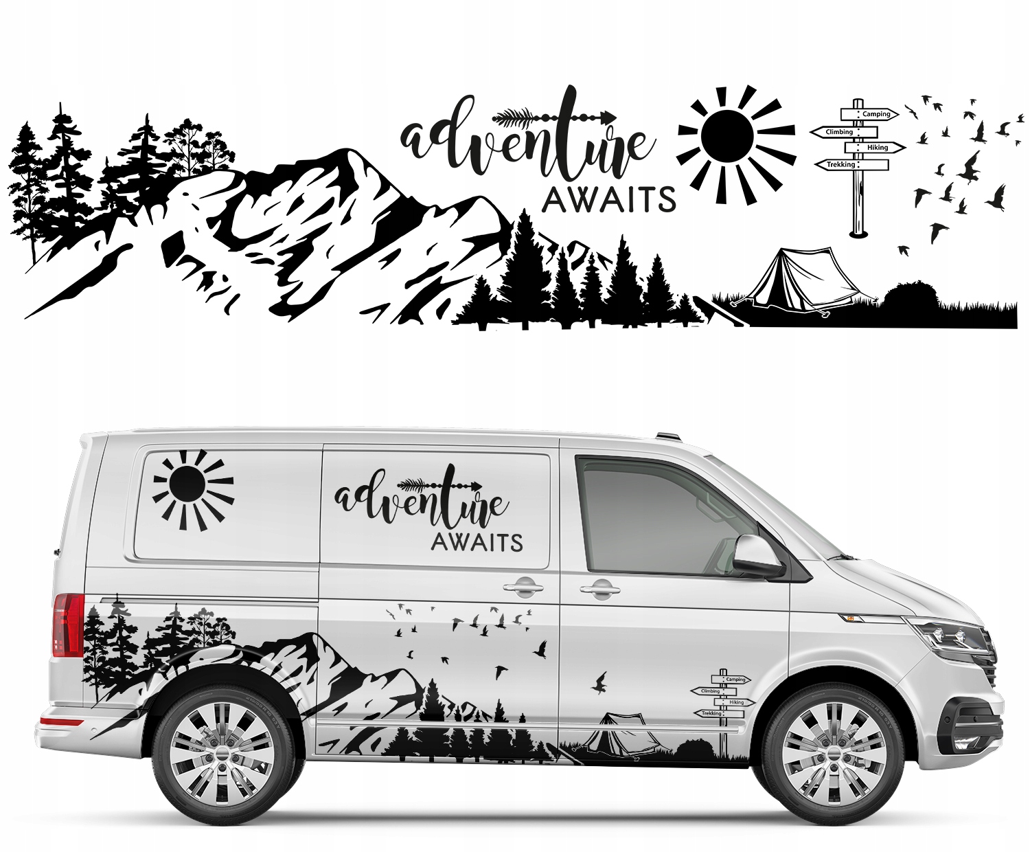 

Naklejka Motyw Samochód Camper Adventure 91X376cm