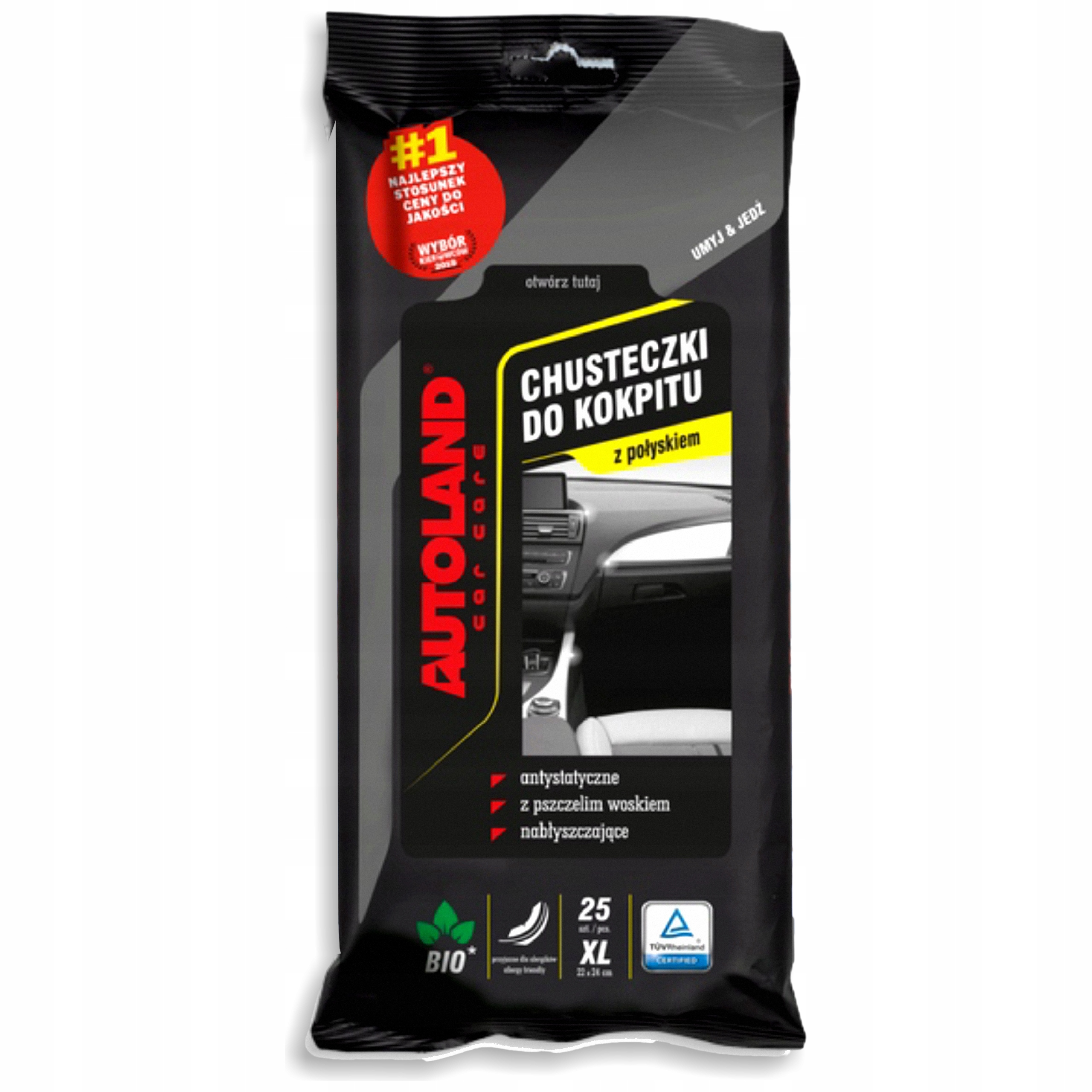 Chusteczki do Kokpitu Połysk Autoland 25 szt Czyszczące do Plastiku