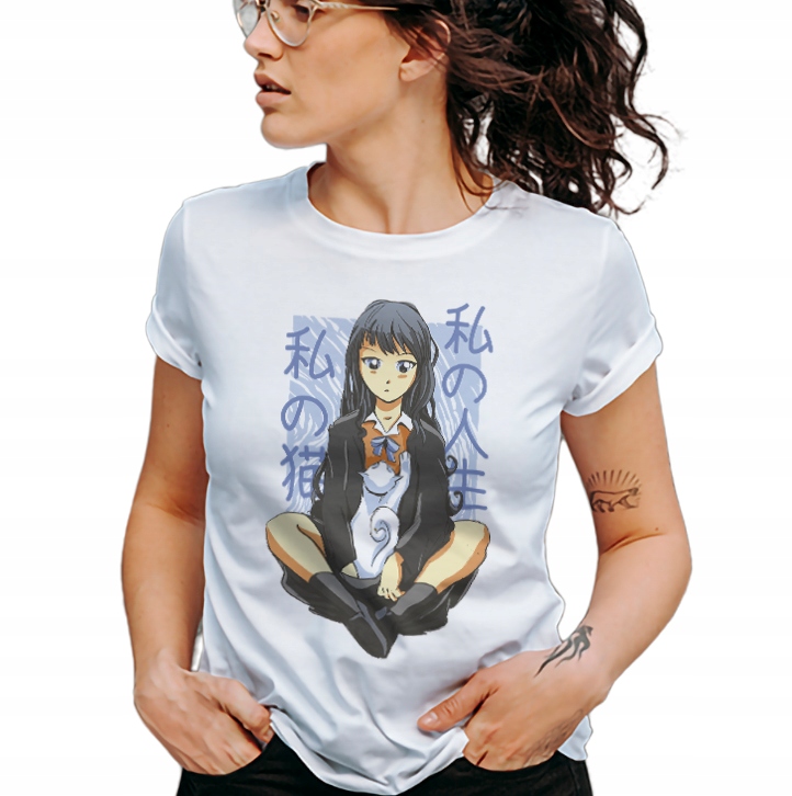 

Anime Cat Manga Różne Wzory Koszulka M
