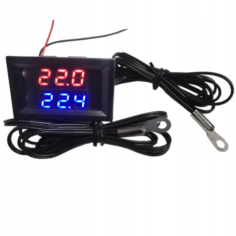 Elektroniczny Termometr DWIE SONDY Z PRZEWODEM dwa kanały -40-80C pod śrubę