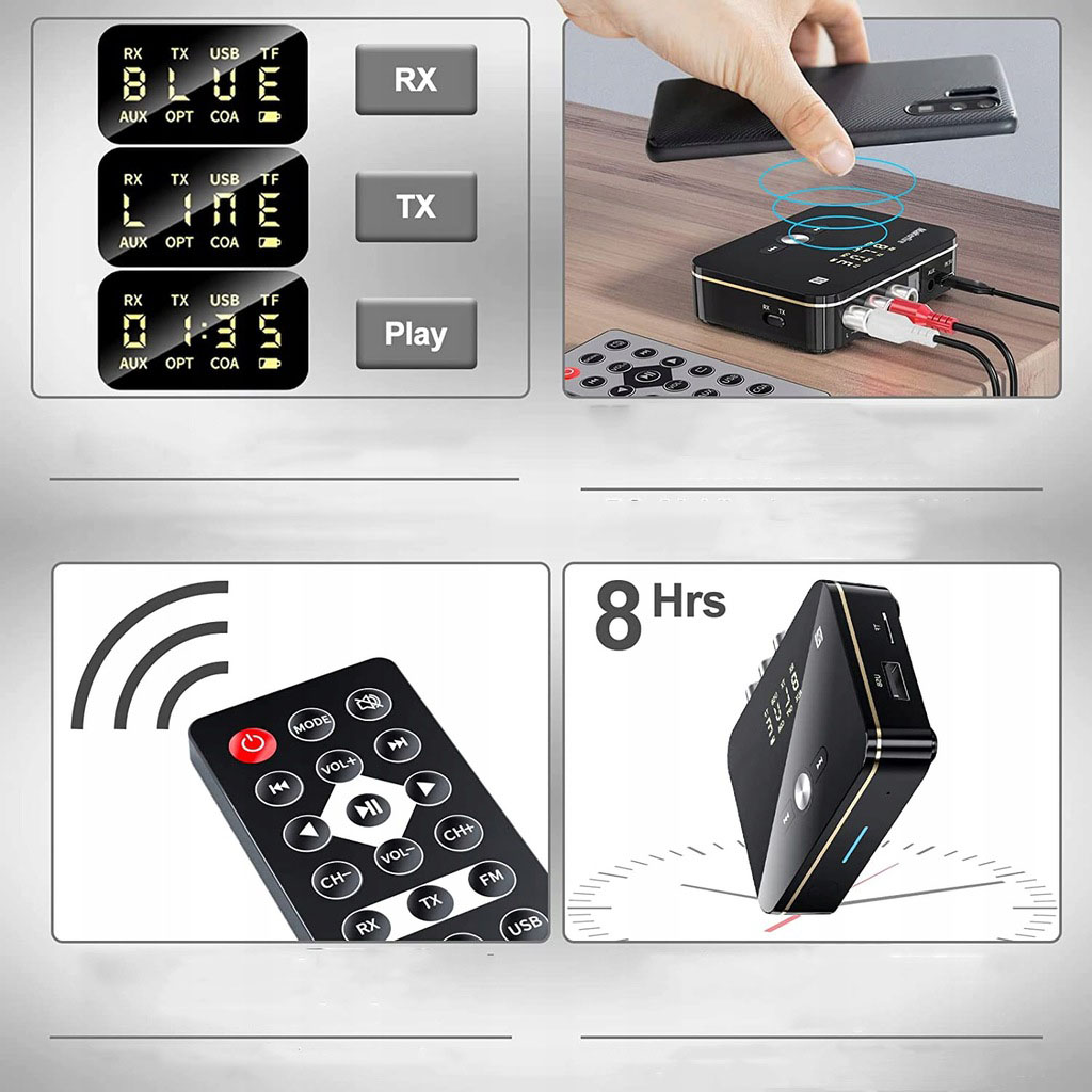 ADAPTER NADAJNIK ODBIORNIK BLUETOOTH 5.0 NFC USB Wersja Bluetooth Bluetooth 5.0