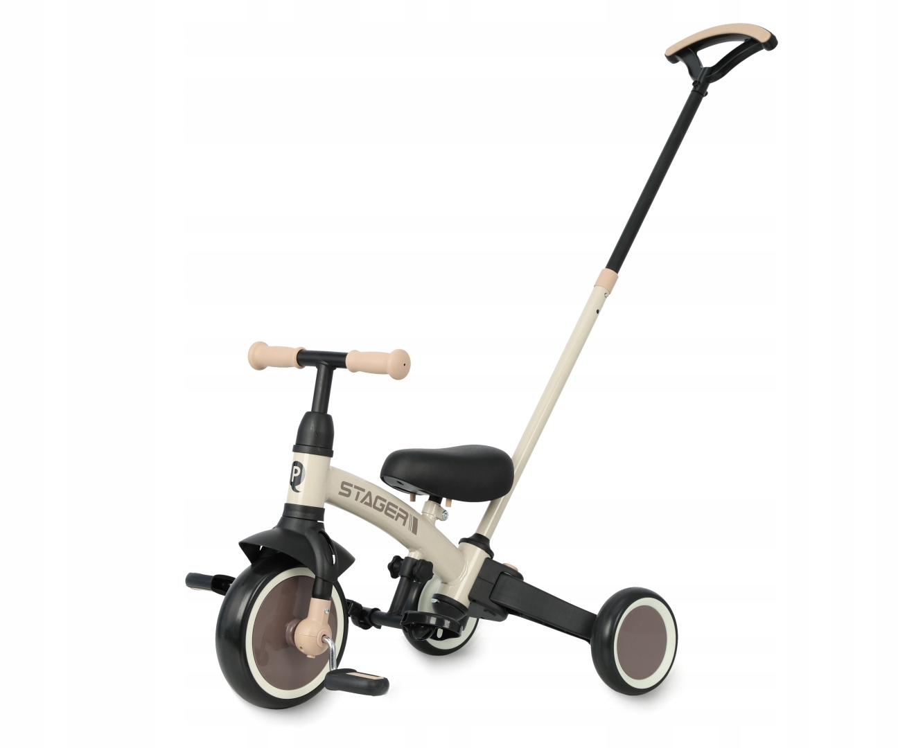 Qplay Rowerek Trójkołowy Stager 3w1 Brown z rączką do prowadzenia