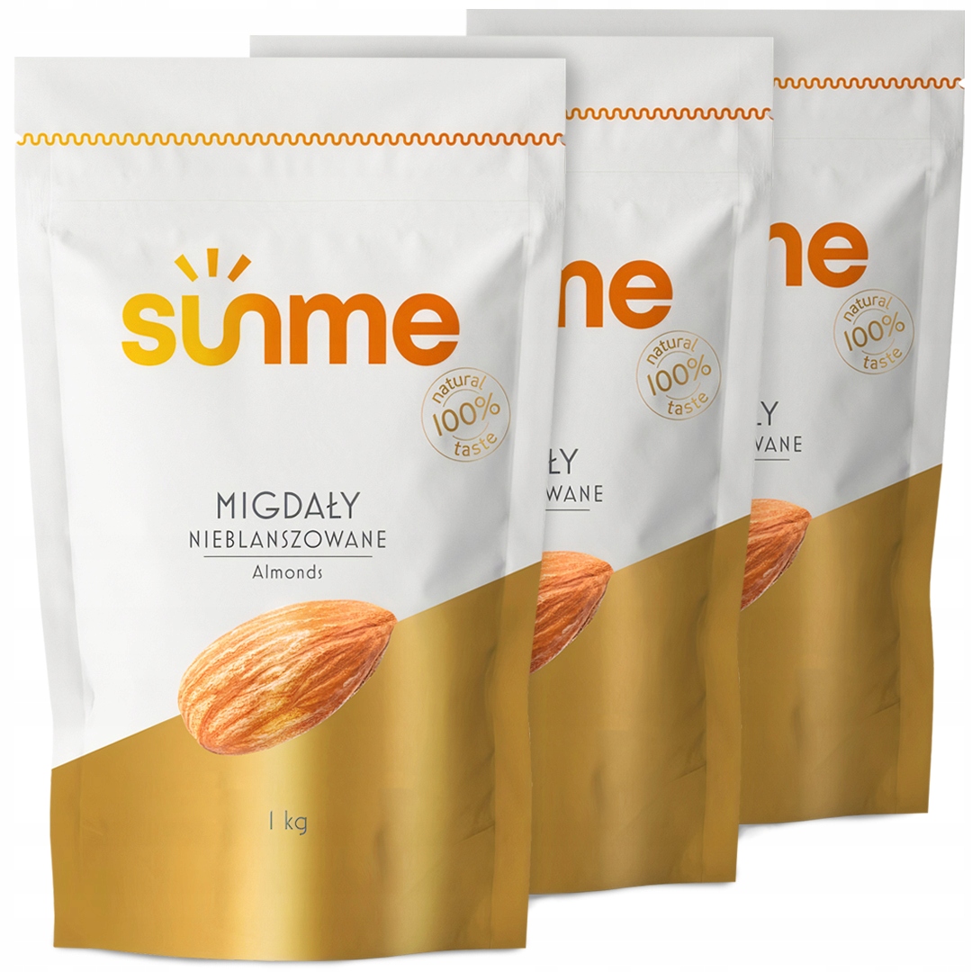 Levně 3 x 1 kg Kalifornské Mandle Neblanšírované