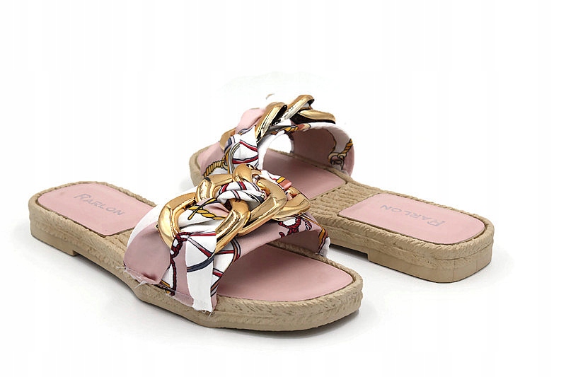 XS-8 L.PINK KLAPKI ZDOBIONE ZŁOTYM ŁAŃCUCHEM R.38 Kod producenta XS-8