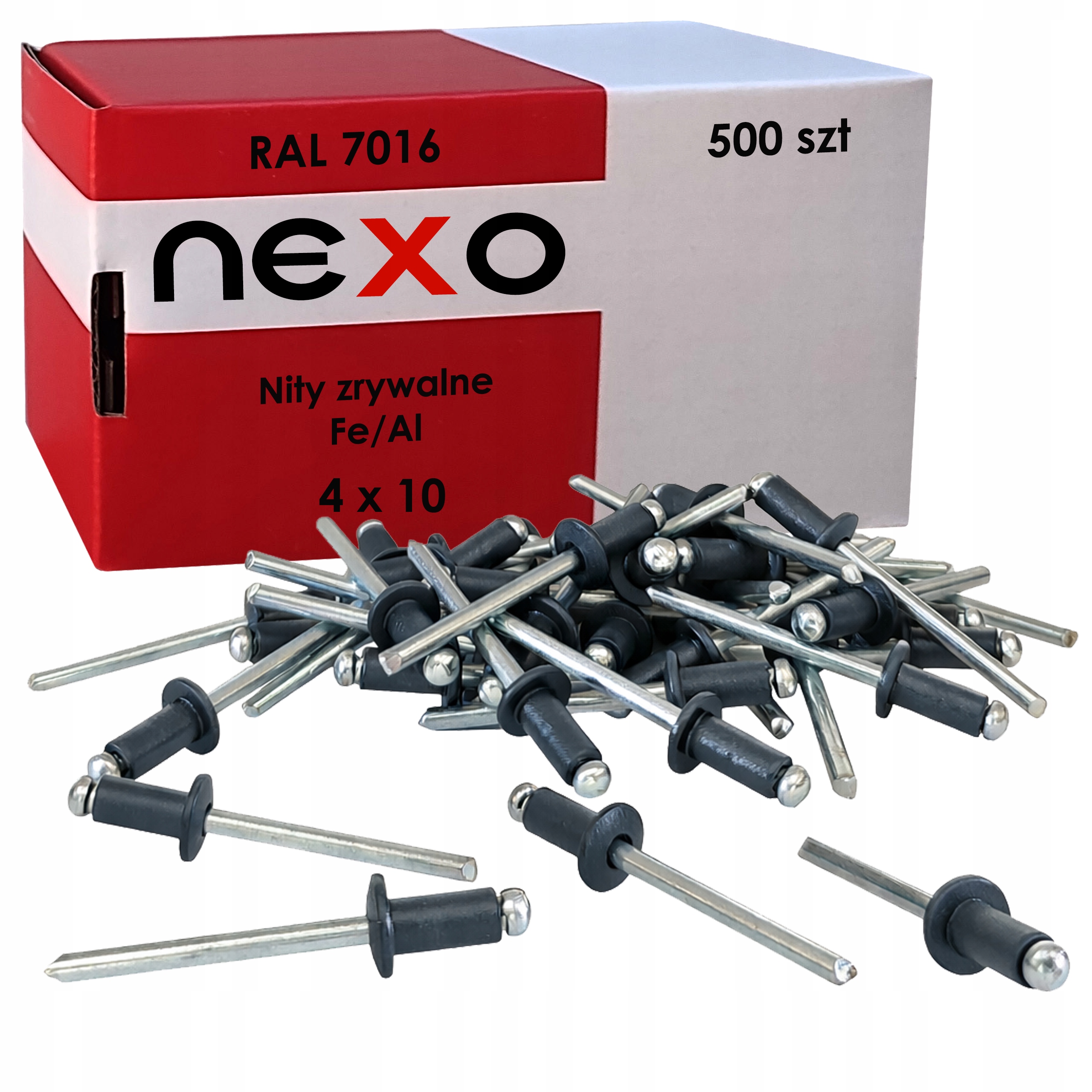 Nity Zrywalne 4x10 mm Aluminiowe Antracyt RAL7016 Nit Zrywalny Fe/al 500szt
