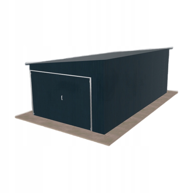 Plechová garáž 3.5 x 6.5 m jednopolohový spád doleva Grafit