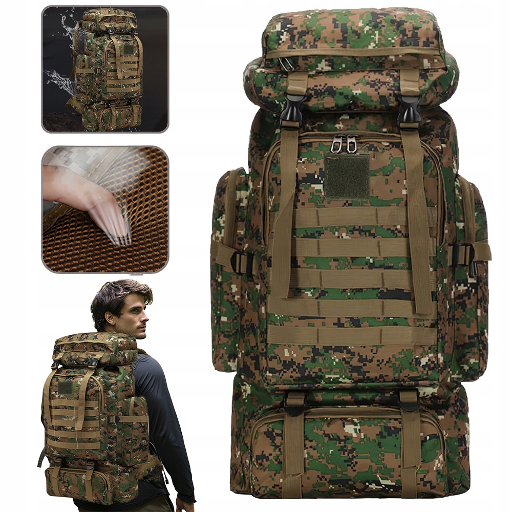 Plecak Taktyczny, 75 L, Plecak Wojskowy, Plecak Outdoorowy, Plecak Podróżny