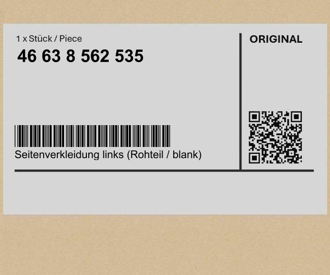 Tapicerka boczna lewa (Rohteil / blank) BMW K48 K48 K61 K61