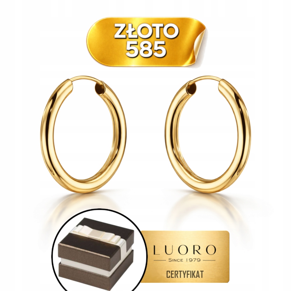Náušnice Zlaté 585 14K Kolečka 20 MM Kreole Lehké Elegantní