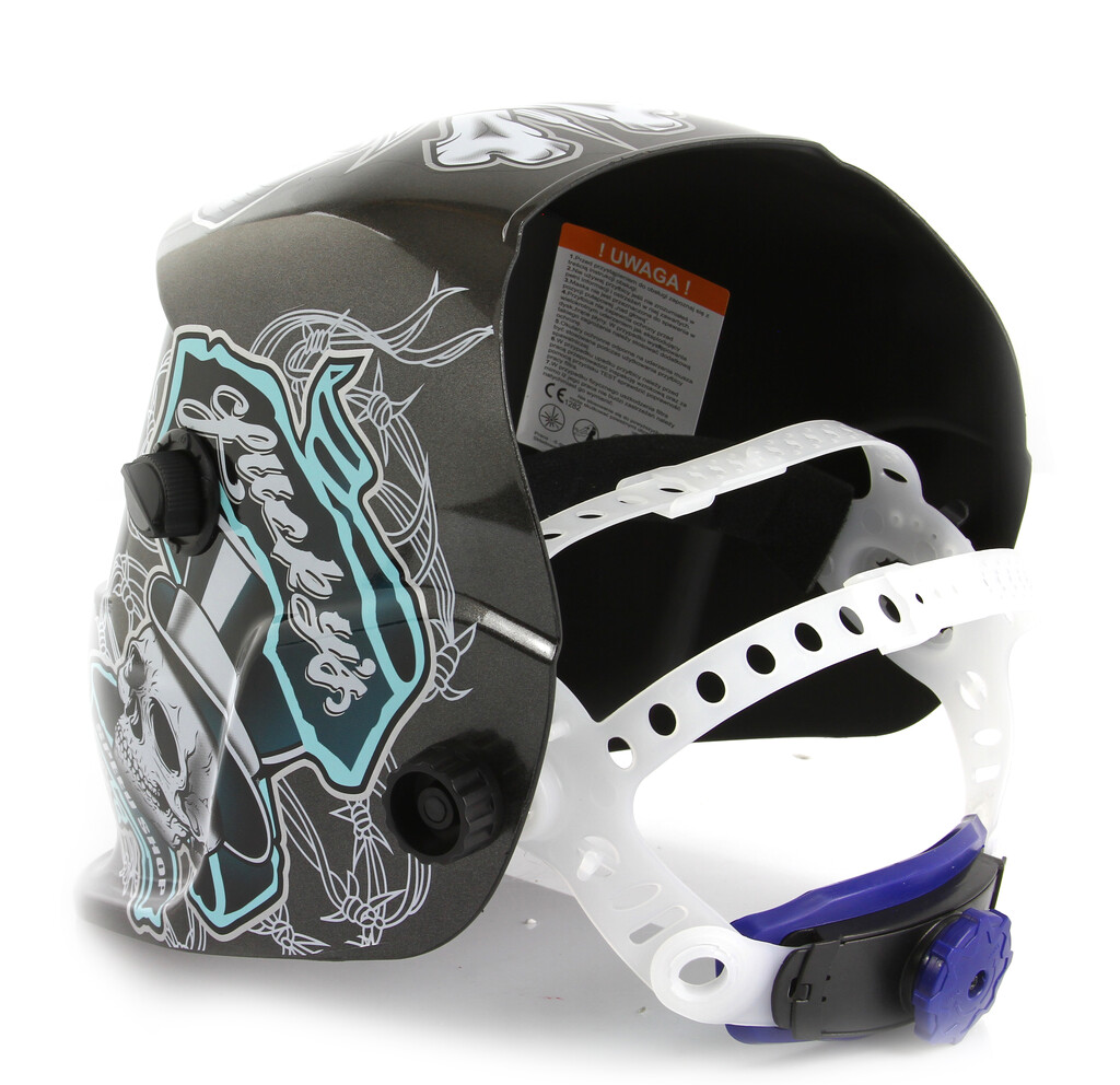 MASKA SPAWALNICZA PRZYŁBICA SAMOŚCIEMNIAJĄCA WZÓR + FILTRY + KĄTOWNIK Informacje o bezpieczeństwie CE