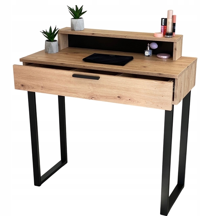 TOALETKA LENA PLUS DĄB ARTISAN METAL CZARNE U 90CM