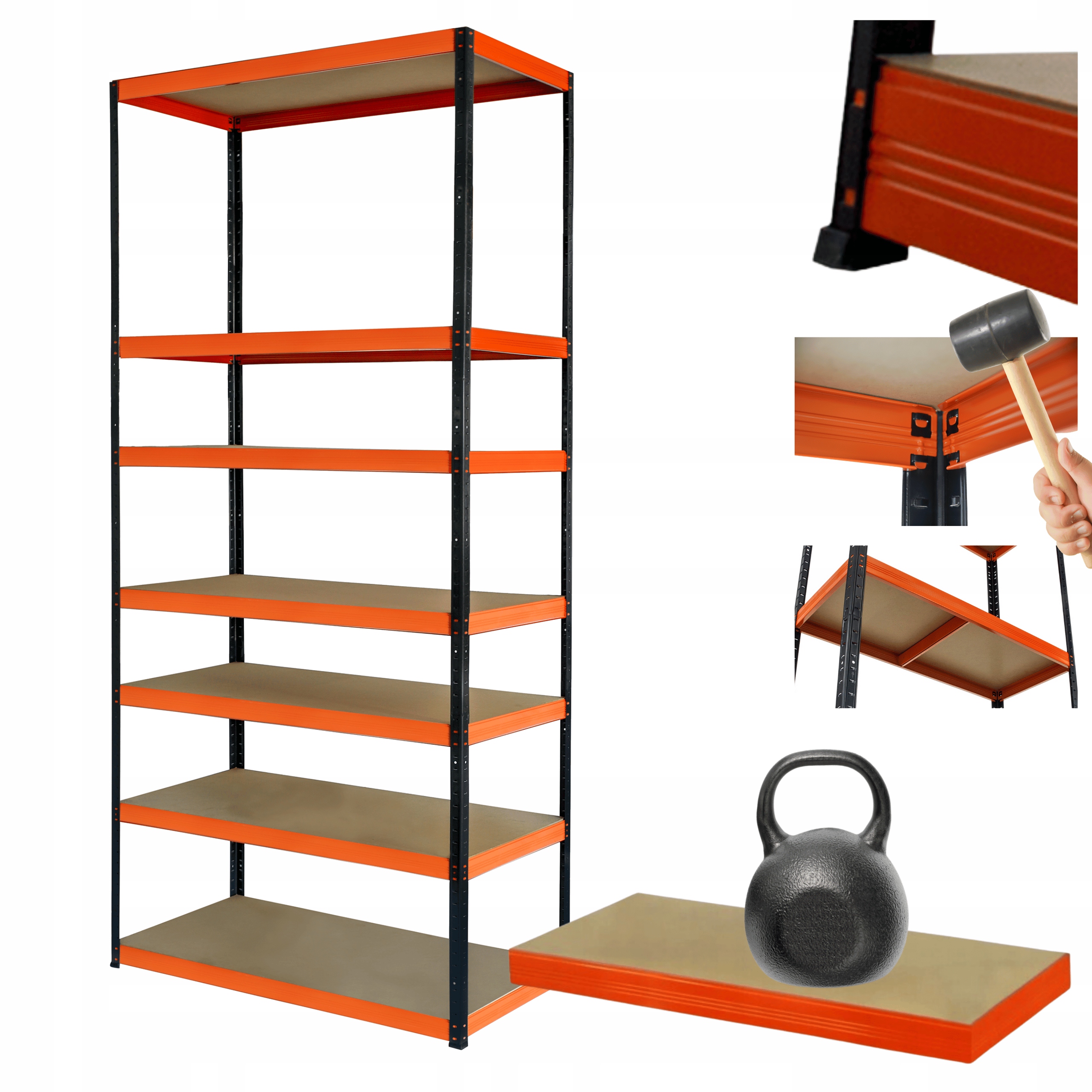 Kovový skladový regál Helios 270x100x50 cm 7Px175 kg Vysoký