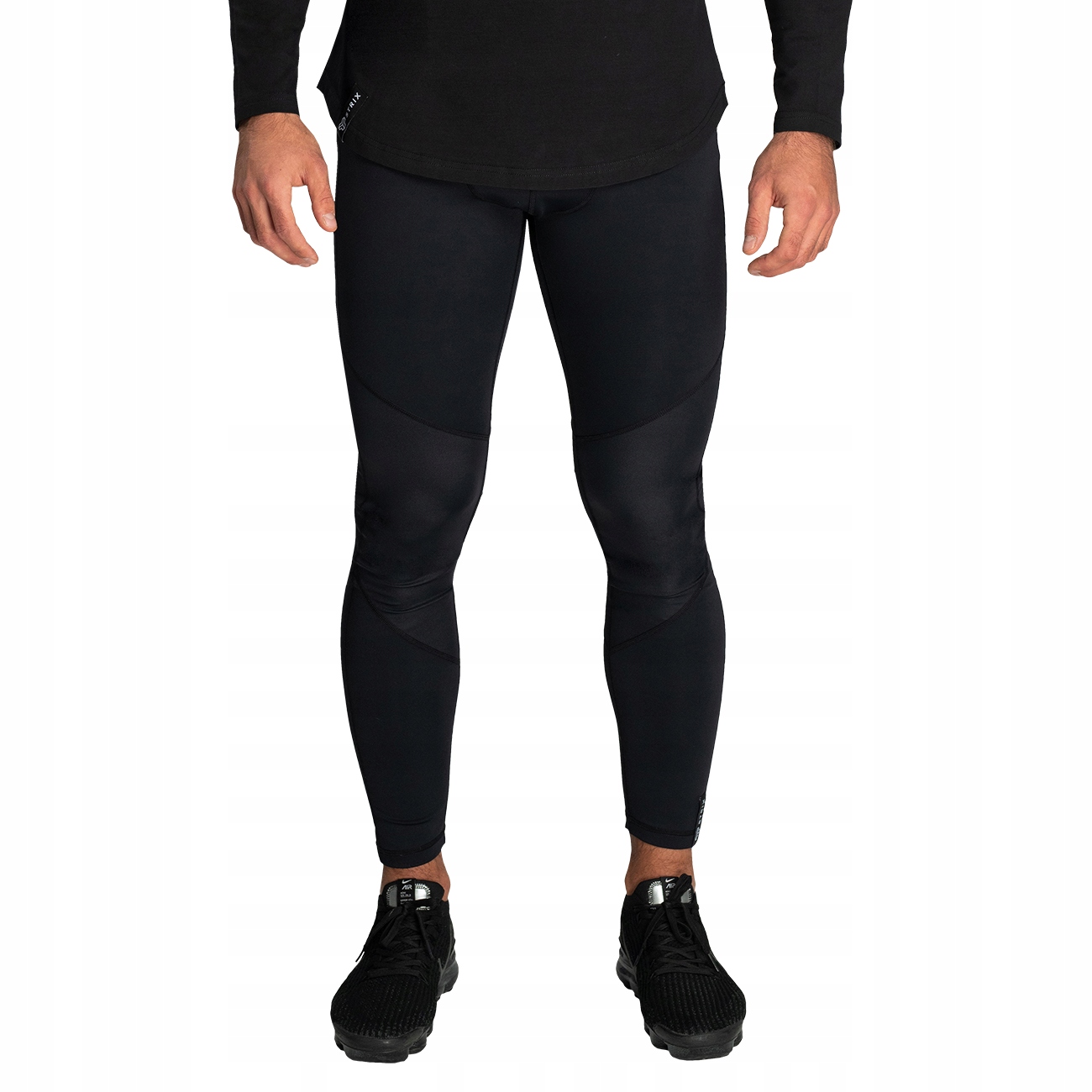 Męskie Legginsy Sportowe Treningowe Czarne Strix S