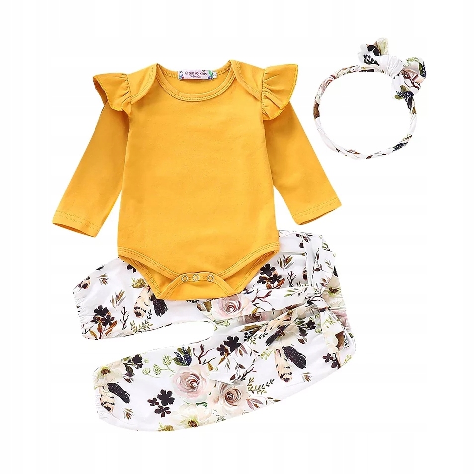 

Komplet body falbanka spodenki kwiaty opaska 68 74