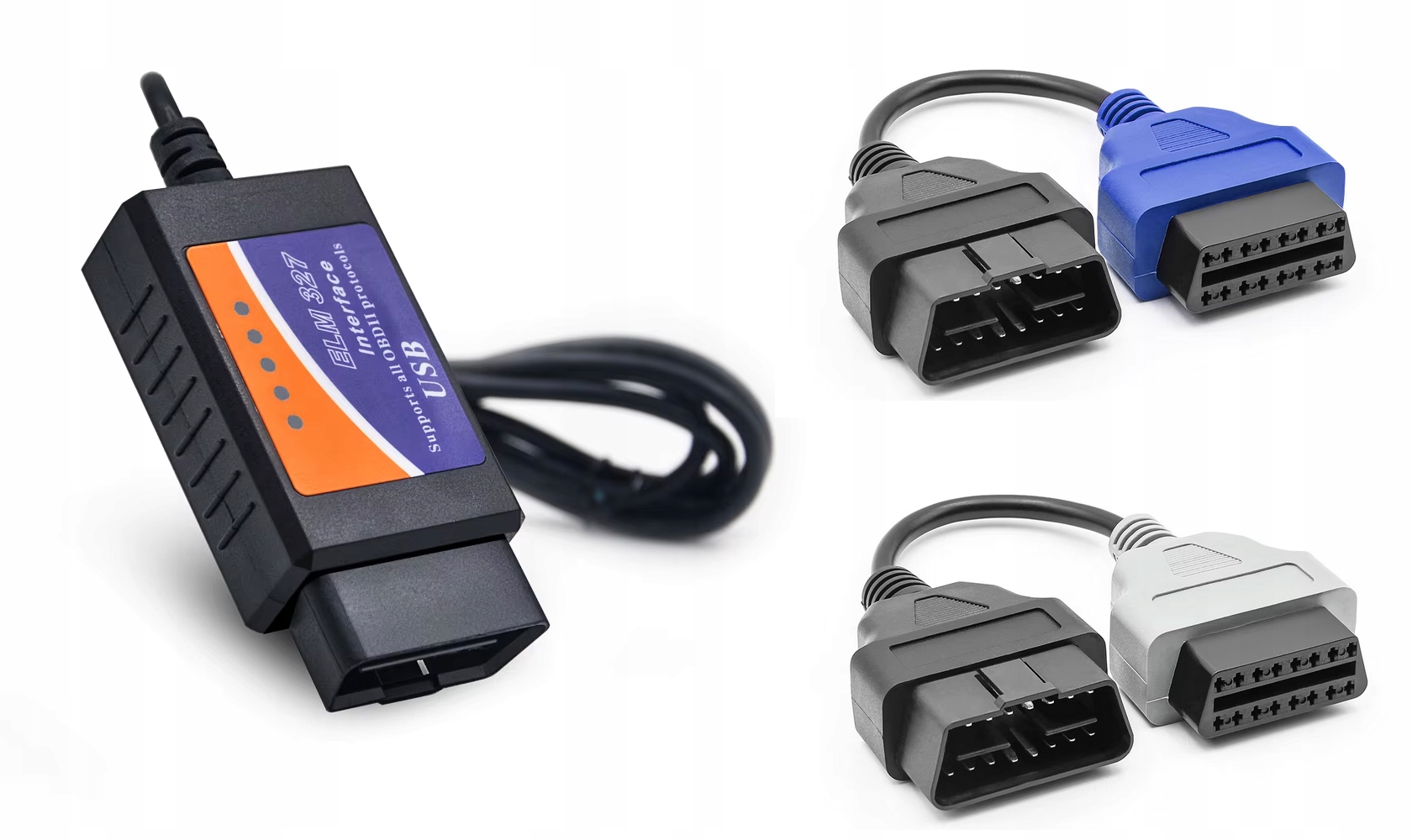 Elm 327+adaptery Multiecuscan AlfaOBD Fiat Alfa Jeep Dooge Konwersja Usa