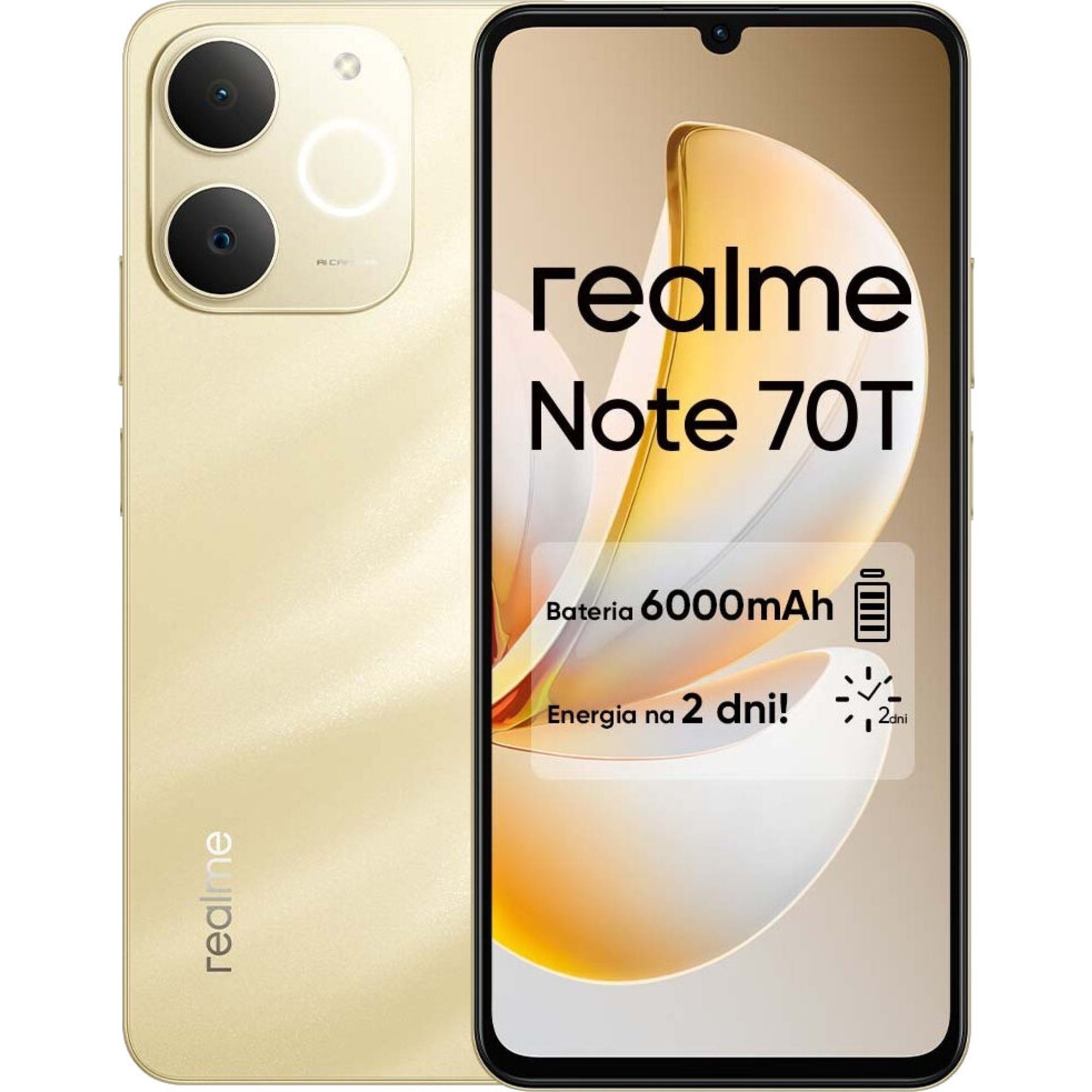 Smartfon Realme Note 70T 4/128GB 6.74” Złoty 90Hz 6000mAh