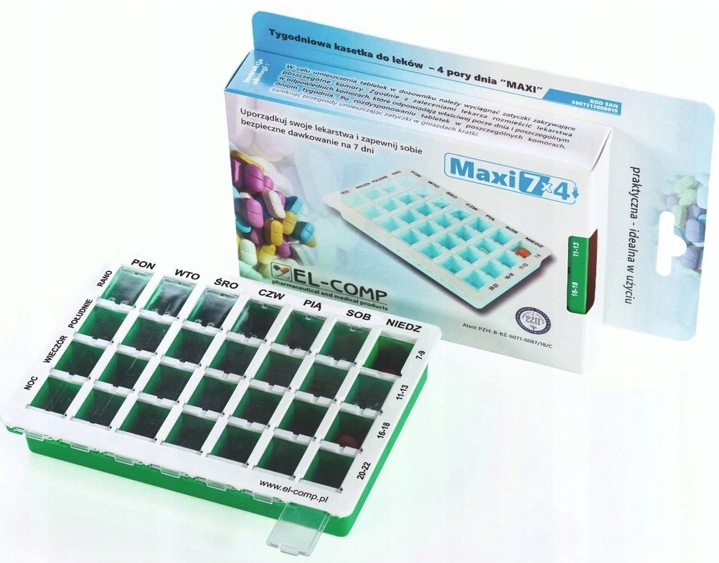 

Tygodniowa Kasetka Pojemnik Pudełko Do Leków 7 x 4