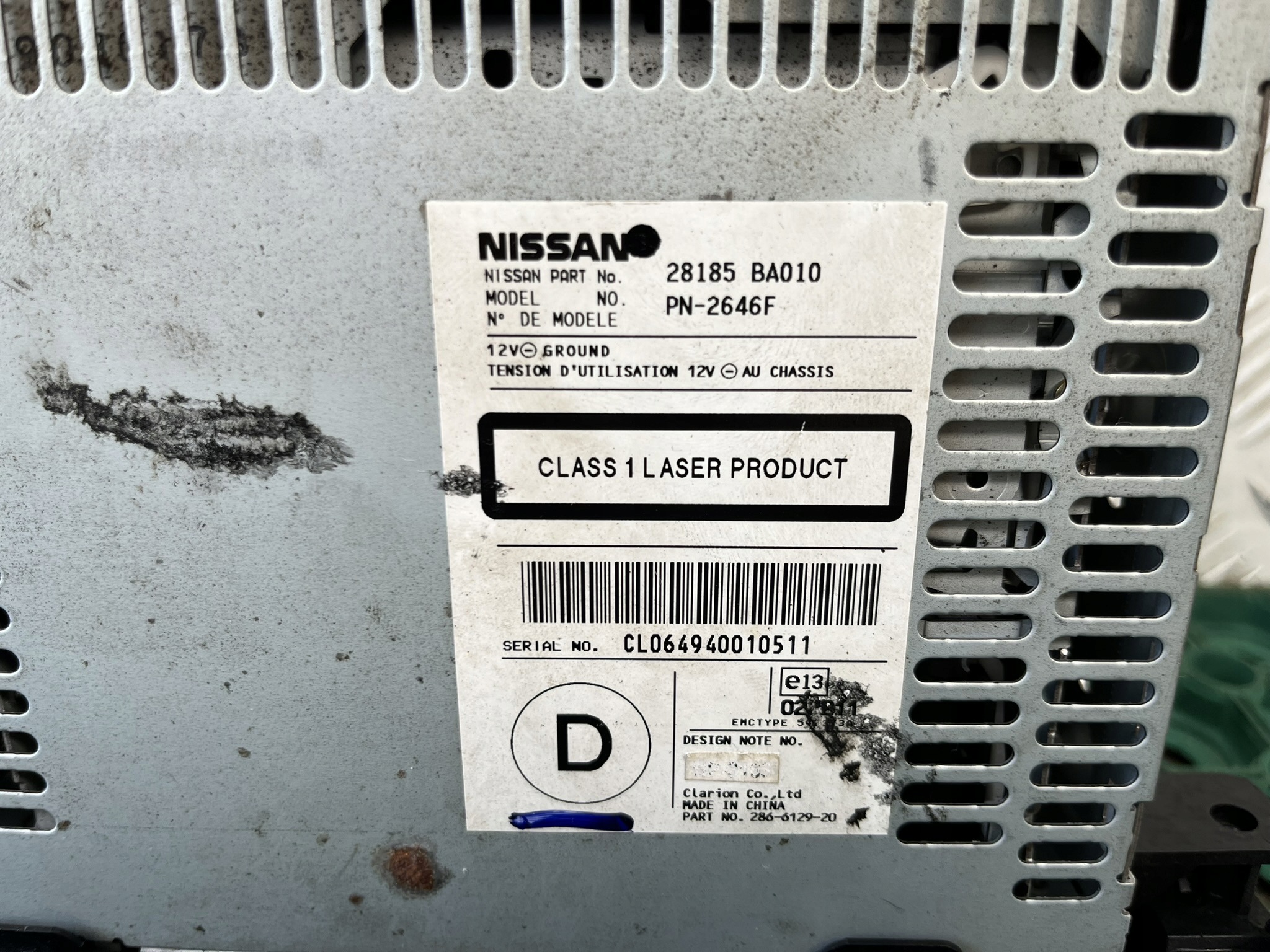 NISSAN PRIMERA P12 02- PANEL player changer CD 28185BA010 original