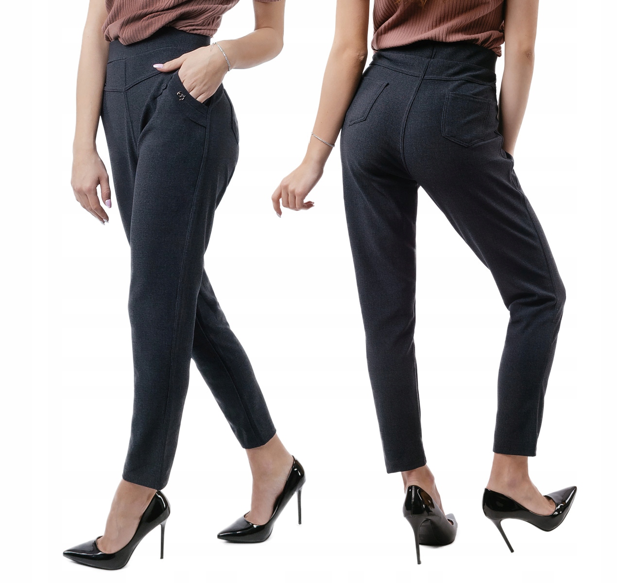 

Eleganckie Spodnie Cygaretki Damskie 436 r 4XL/5XL