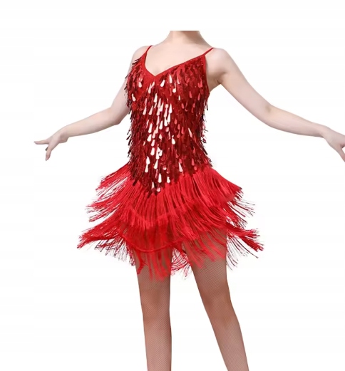 Sukienka Do Tańca Damska Latino Strój Czerwona 2114