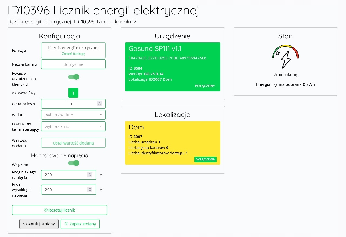 GNIAZDKO WIFI SUPLA Licznik Energii Gosund SP111 + Kalibracja Zasilanie sieciowe
