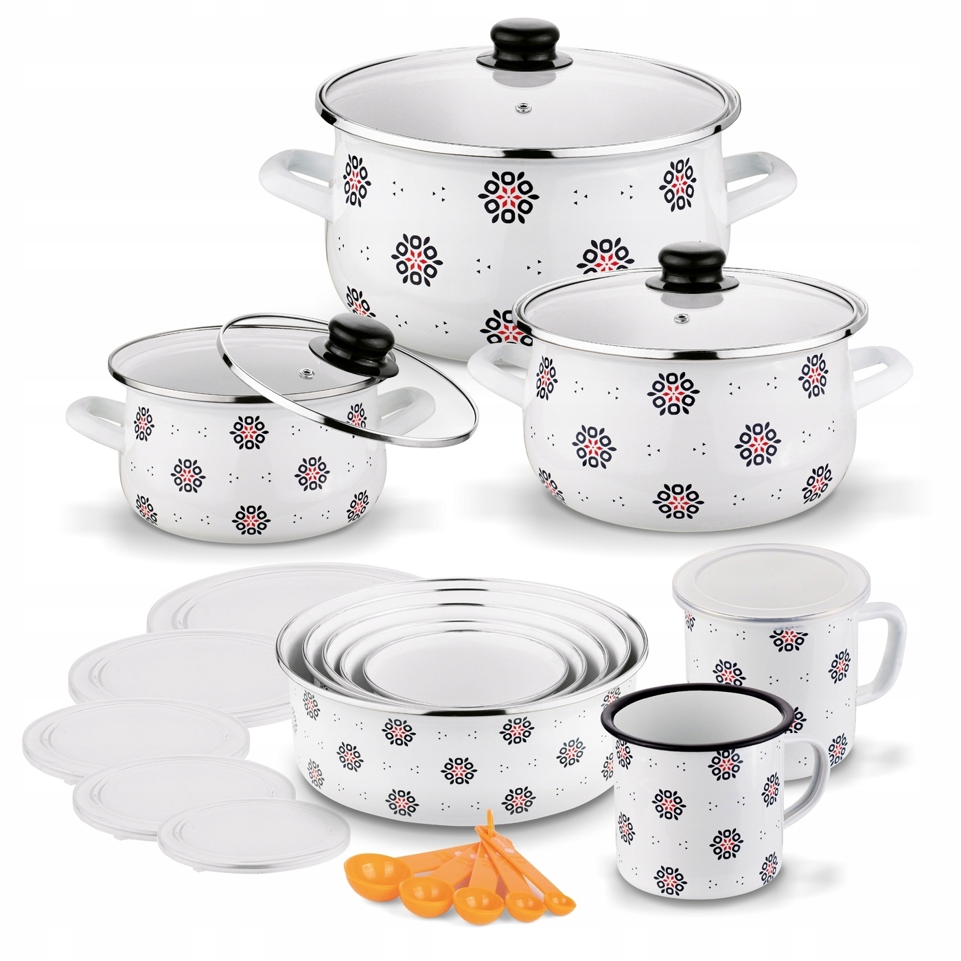 Komplet garnków emaliowanych Tadar Folklor 6 elementów