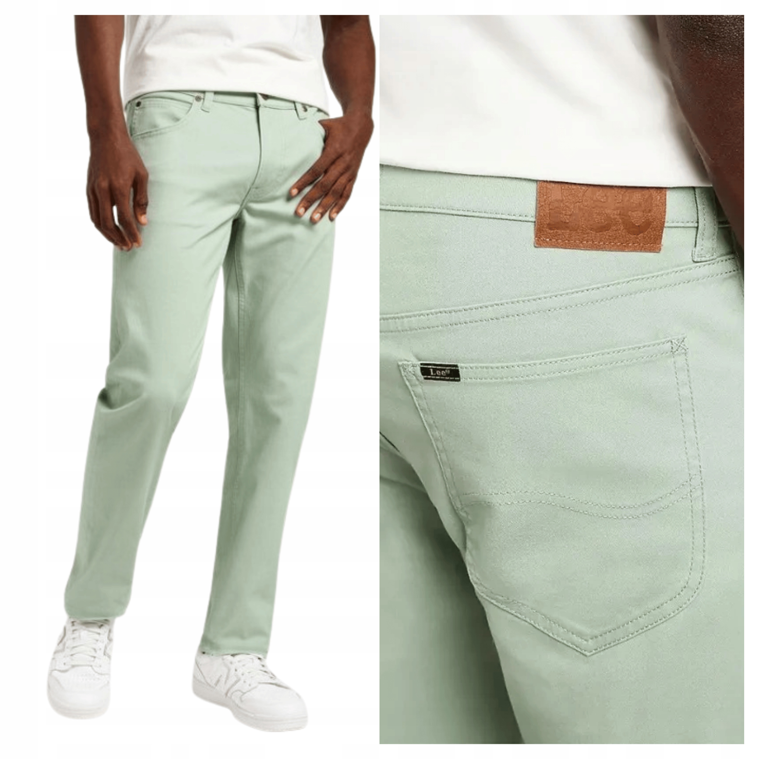 Pánské kalhoty Lee Daren Zip Fly Světle zelené Straight Fit W38 L32