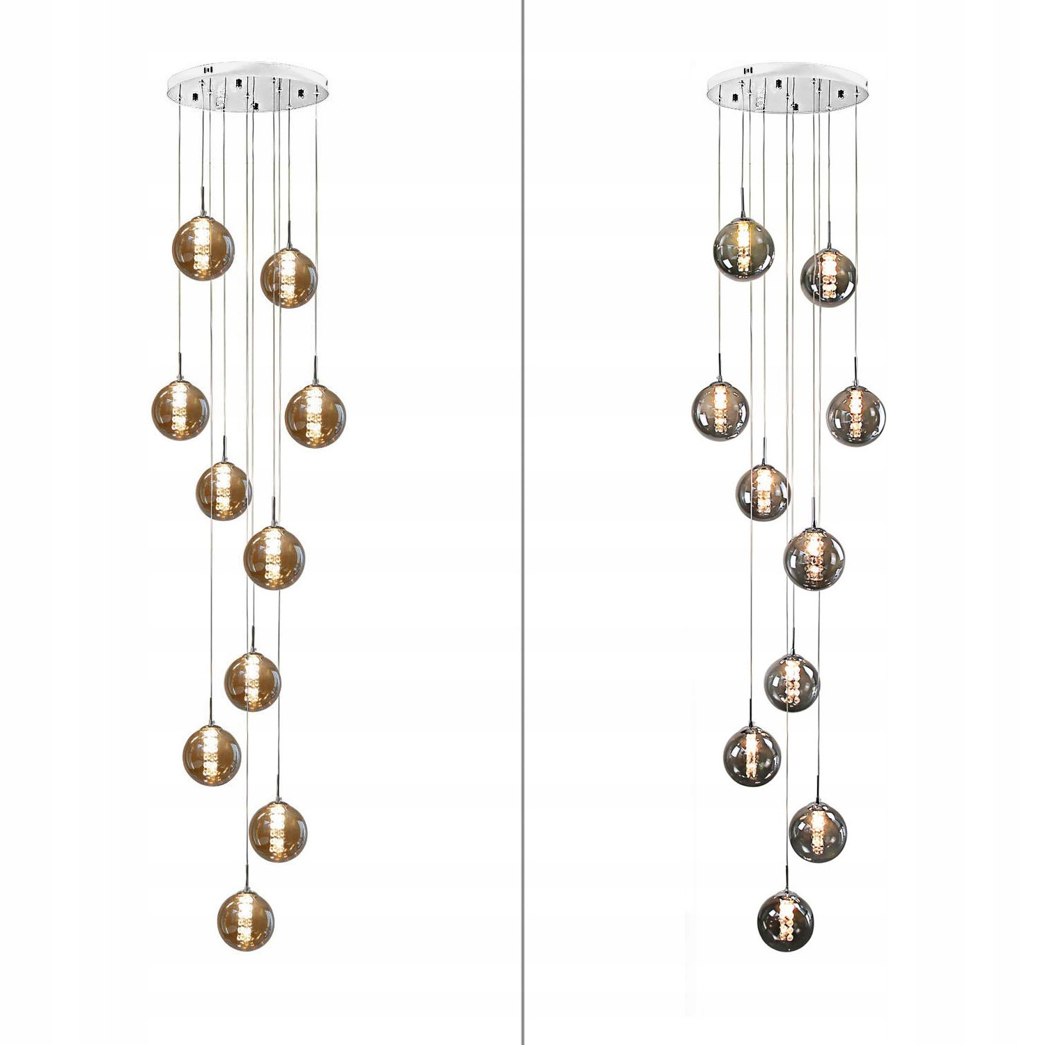 Lampa wisząca Szklane Kule 10xG4 60W