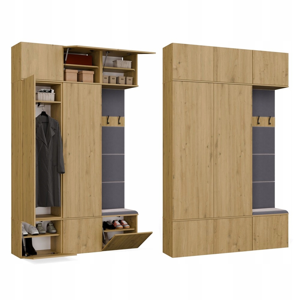 Garderoba Haga III 2x Szafa Wieszak Dąb Artisan komplet do przedpokoju