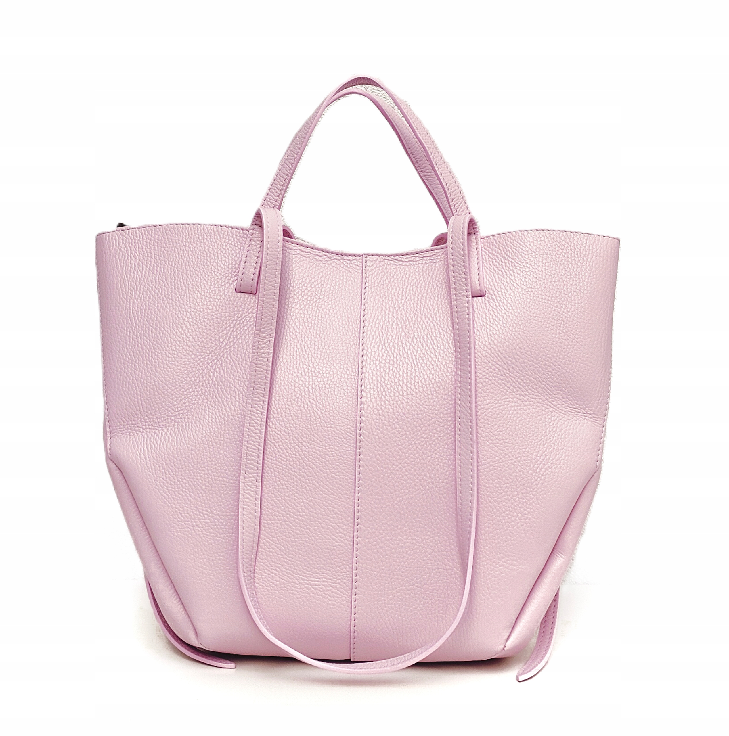 Kabelka shopper, přírodní kůže, růžová