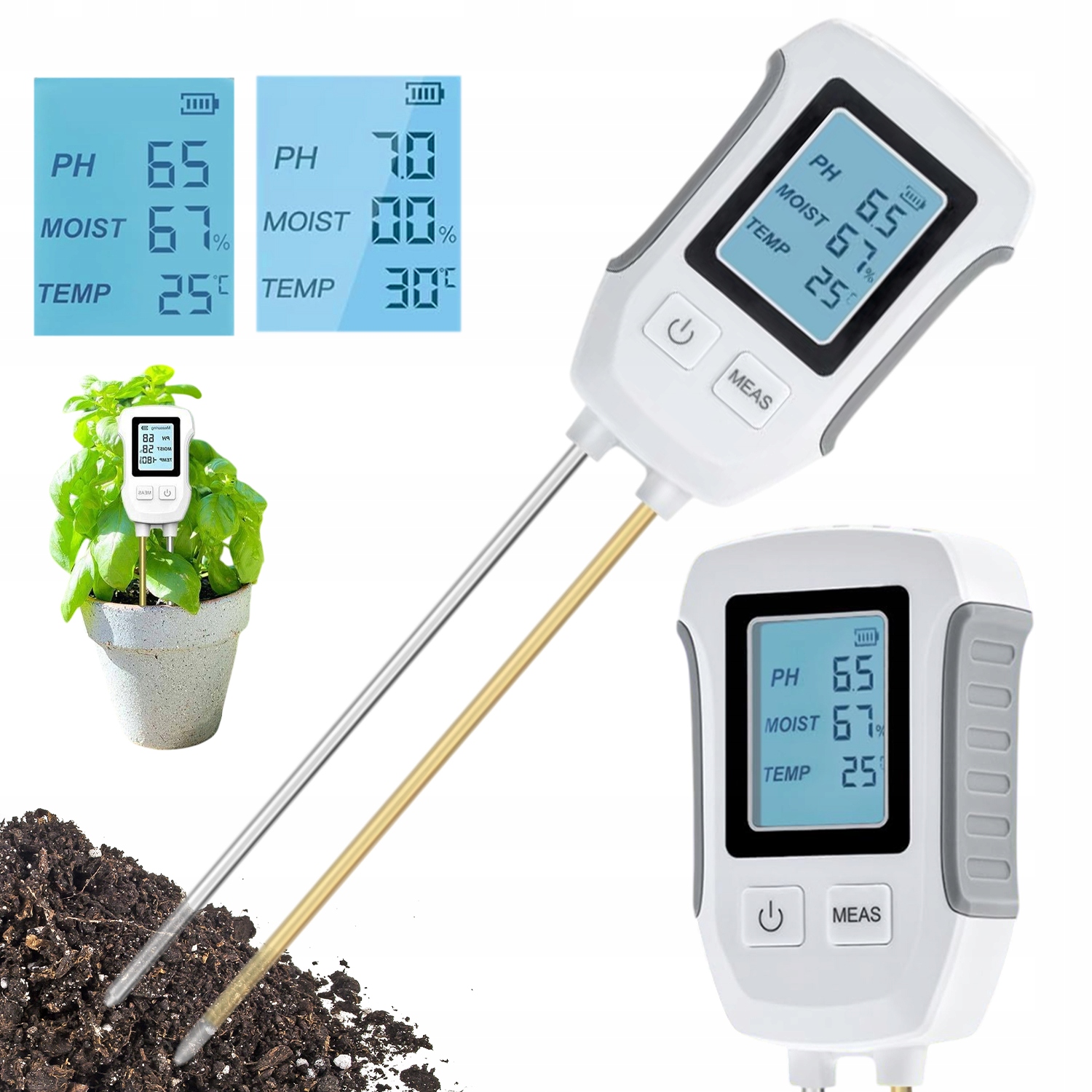 MIERNIK WILGOTNOŚCI GLEBY CYFROWY TESTER PH TEMP DO ROŚLIN DOMOWYCH