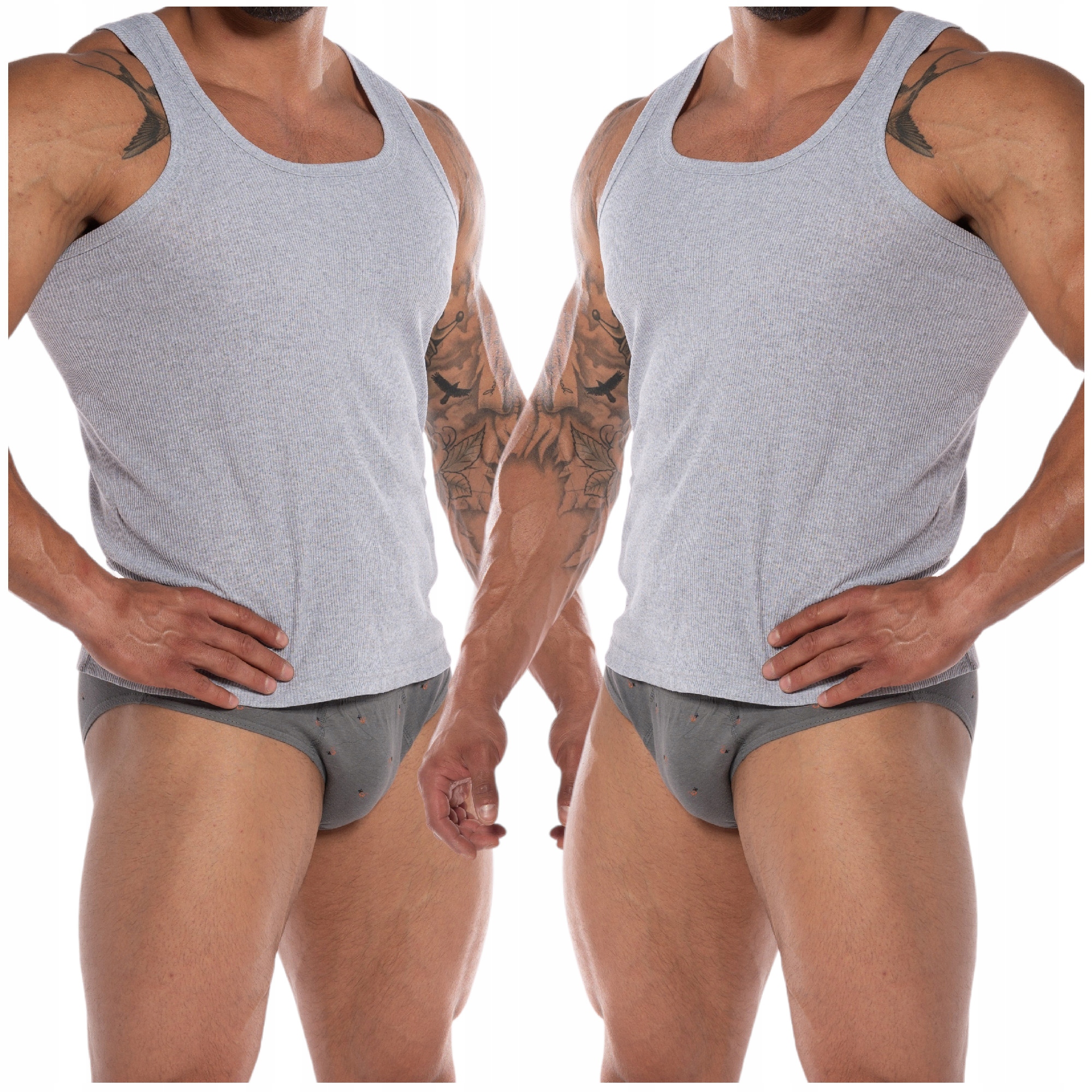 2-PAK BLUZKA MĘSKA KOSZULKA BEZ RĘKAWÓW BAWEŁNA L