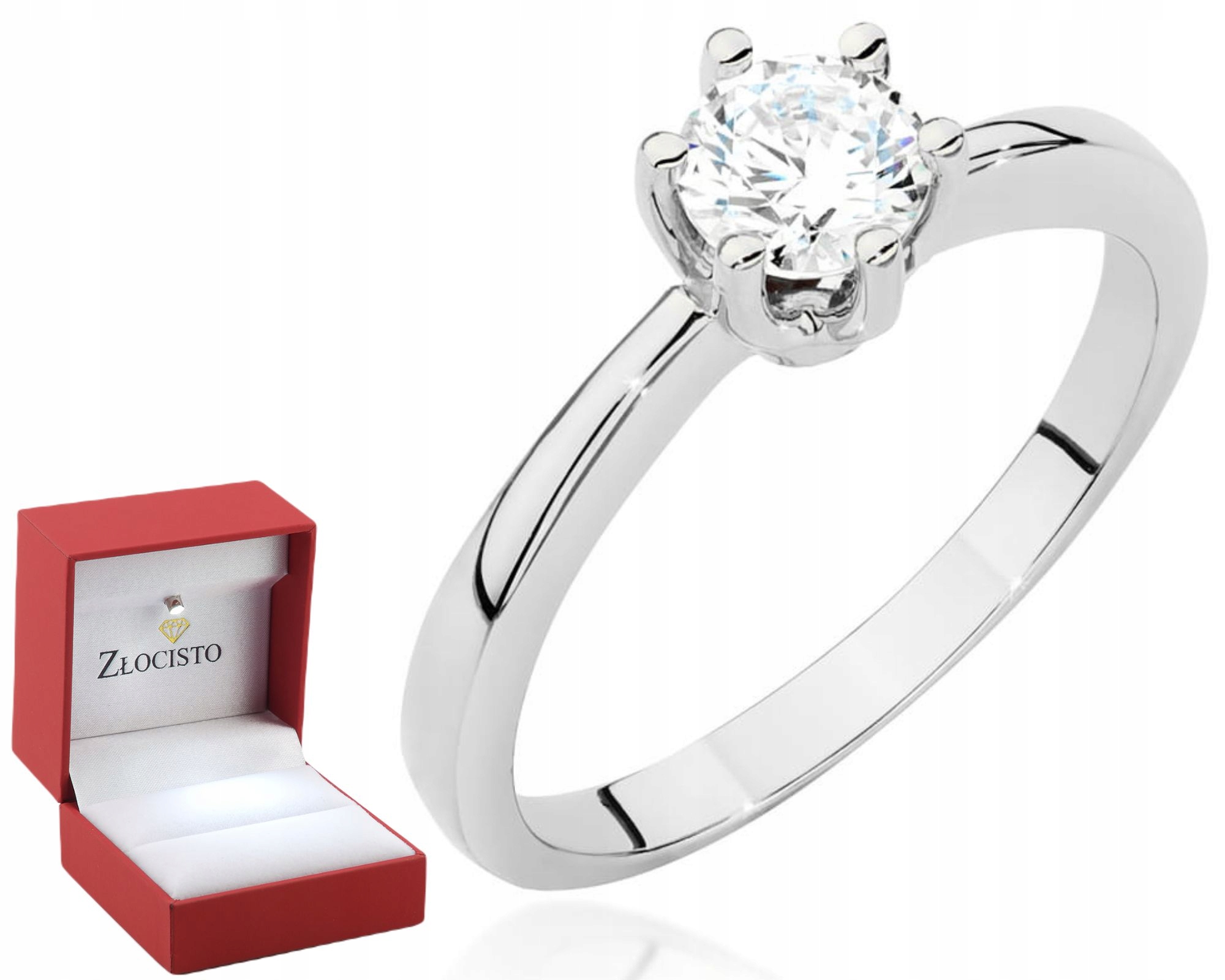 Bílé Zlato Zlatý Prstýnek Diamant Gravírování 585 Bonus Dárek