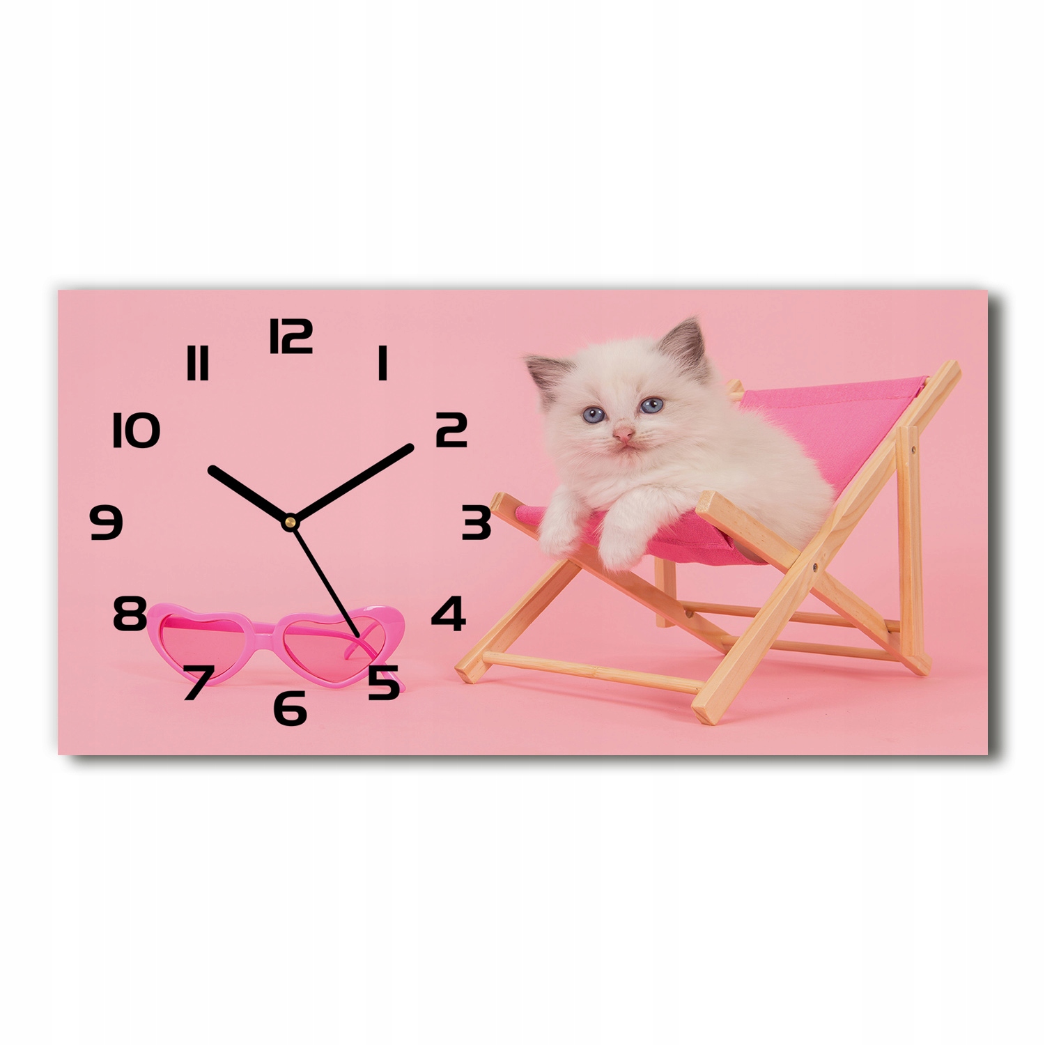 

Zegar ścienny szklany cichy Kot na leżaku 60x30 cm