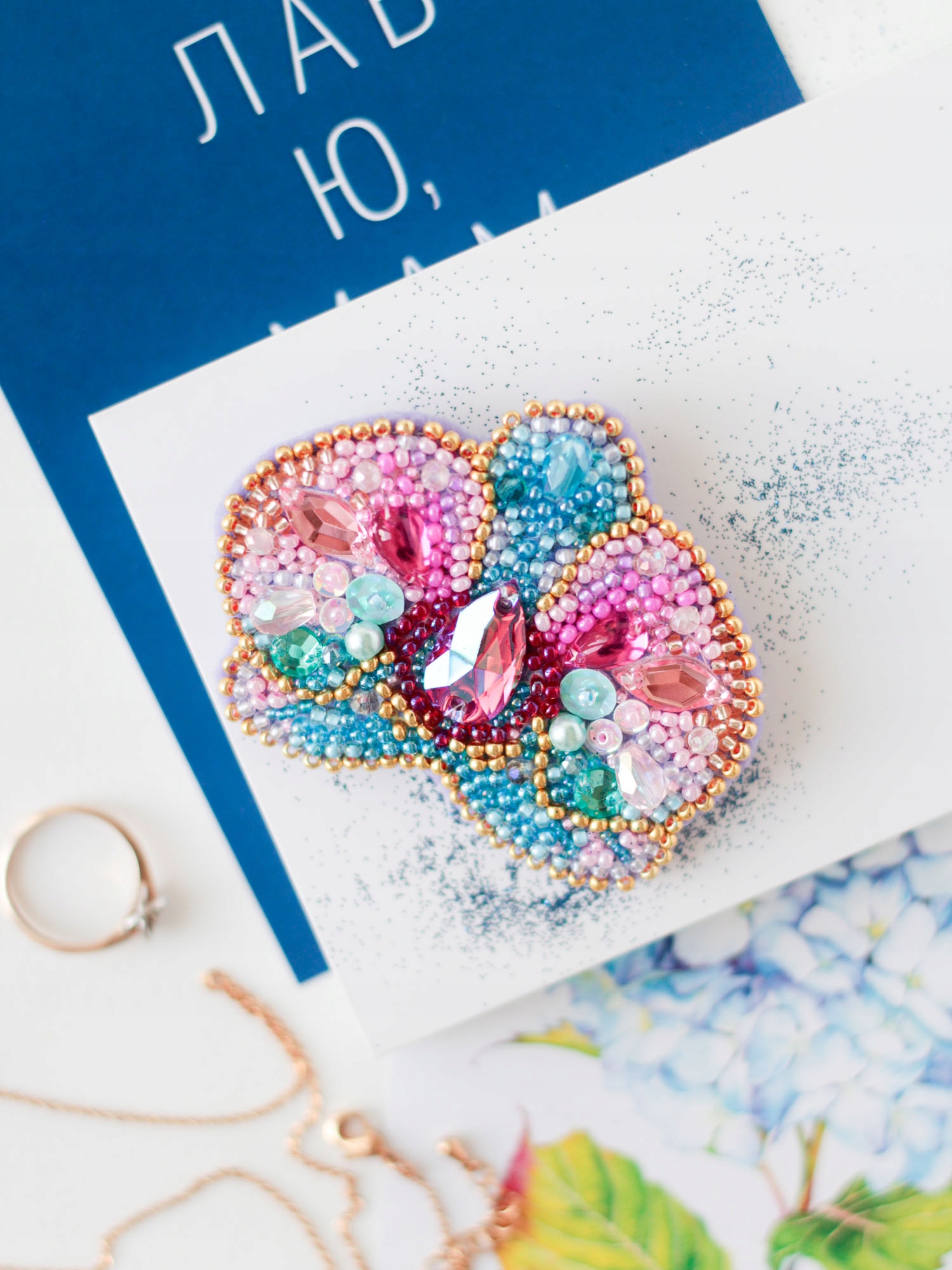 Vyšívací sada na šperky "Orchid" Diy brož