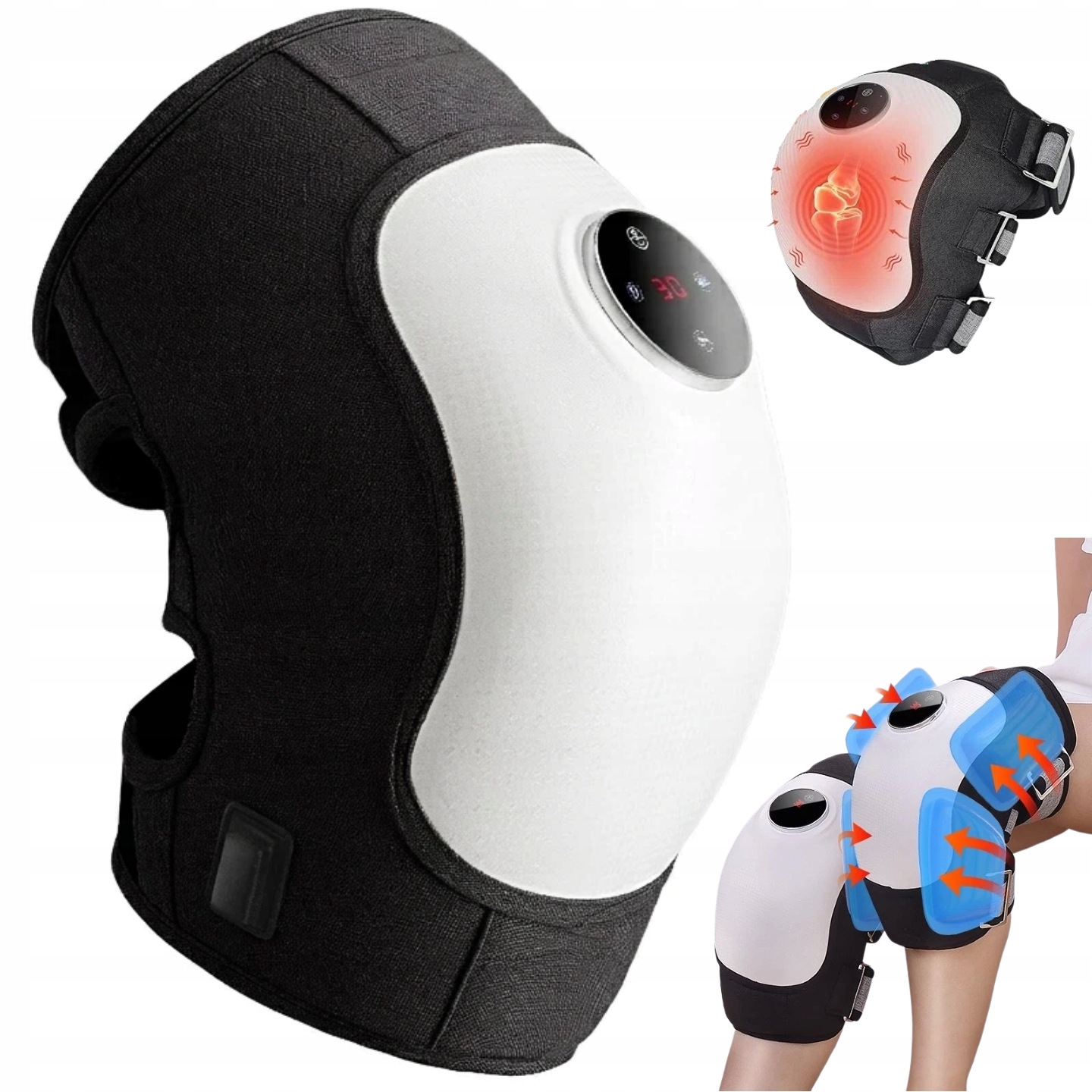 Bezprzewodowy Masażer Kolana Uciskowy Z Wibracją Grzaniem Orteza Do Masażu