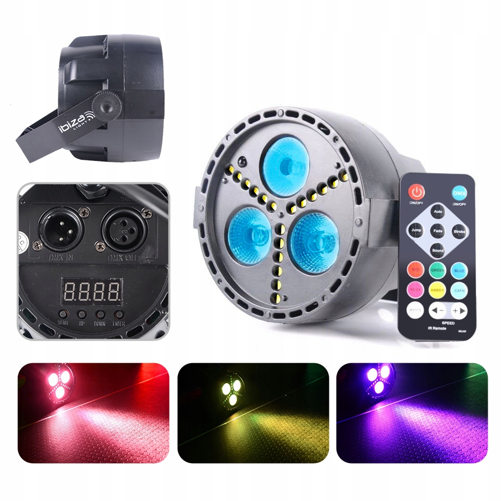 Reflektor LED PAR 3x 4W RGBW DMX pilot