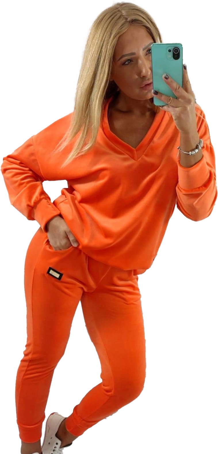 DRES DAMSKI WELUROWY SPODNIE + BLUZA rozmiar 48