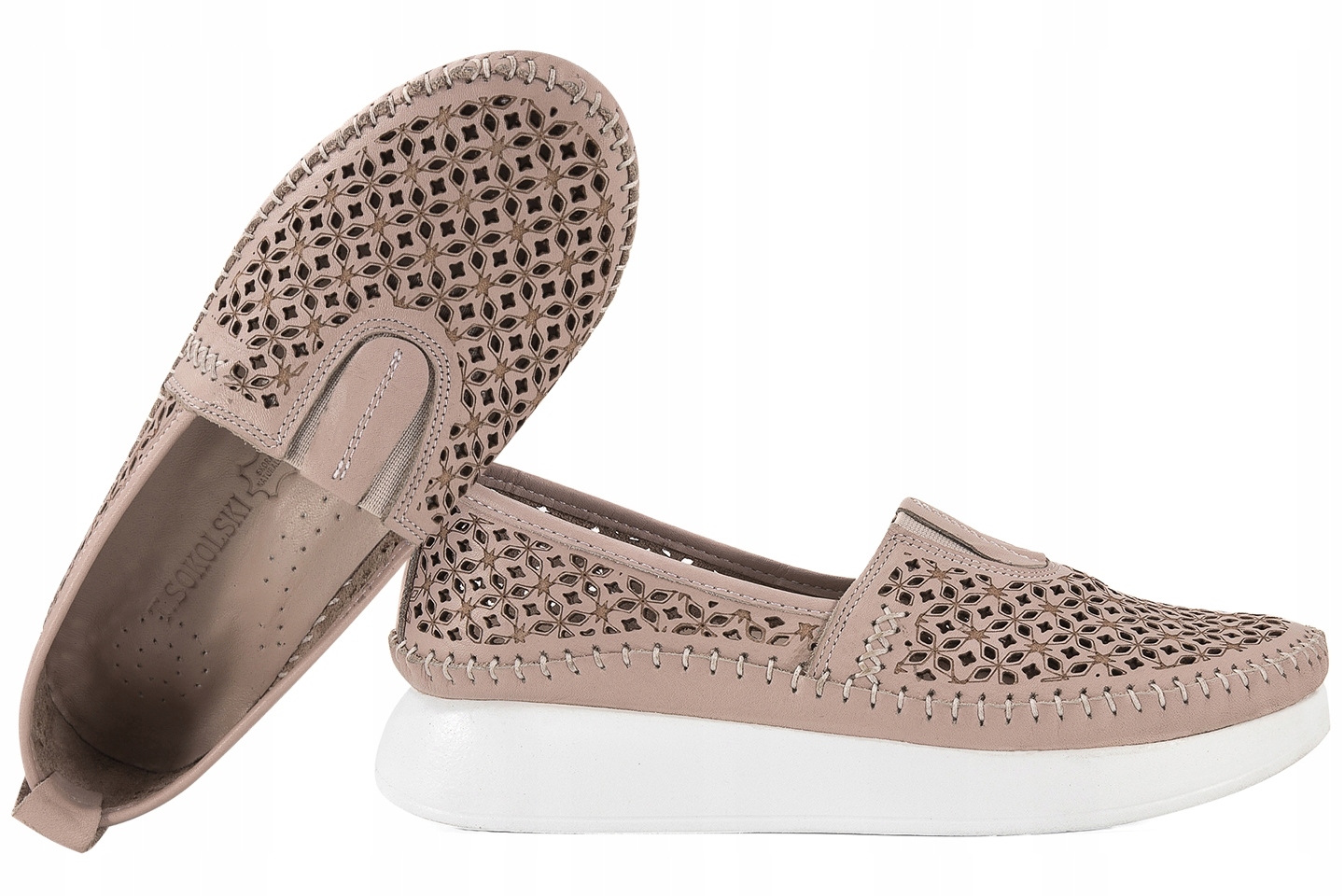 T.sokolski Ara 0712 Prolamované Mokasíny Kožené Polobotky S Vložkami Na Platformě