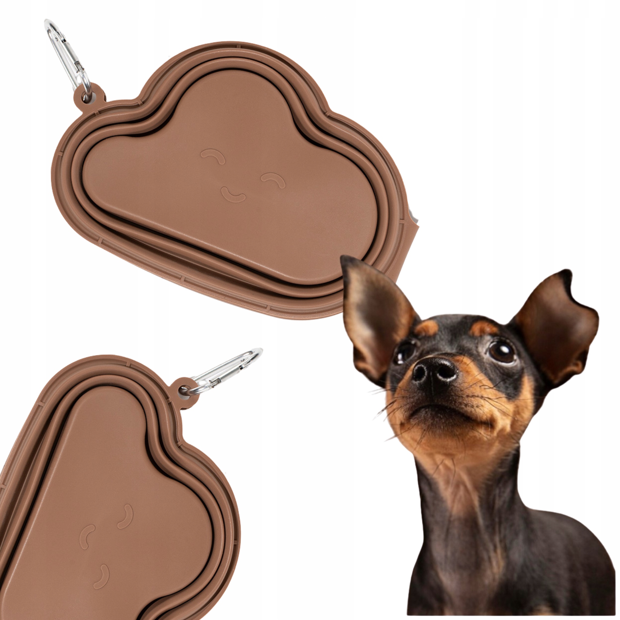 Levně Dvojitá skládací miska pro psa Cloudy Hnědá