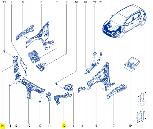 OKULAR PASA WSPORNIK LEWY PRAWY DACIA SANDERO III