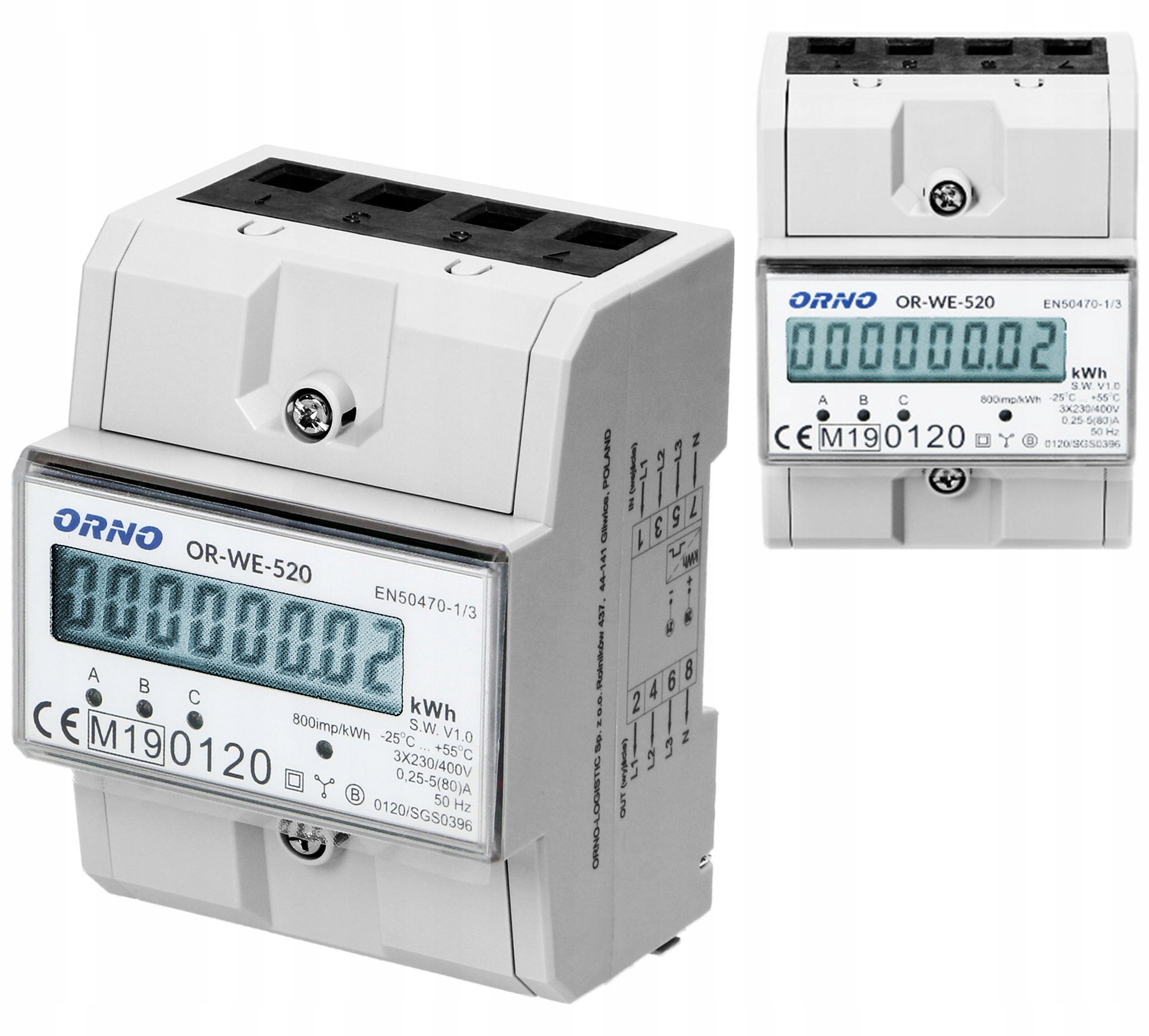 

Licznik energii elektrycznej 3-fazowy 80A