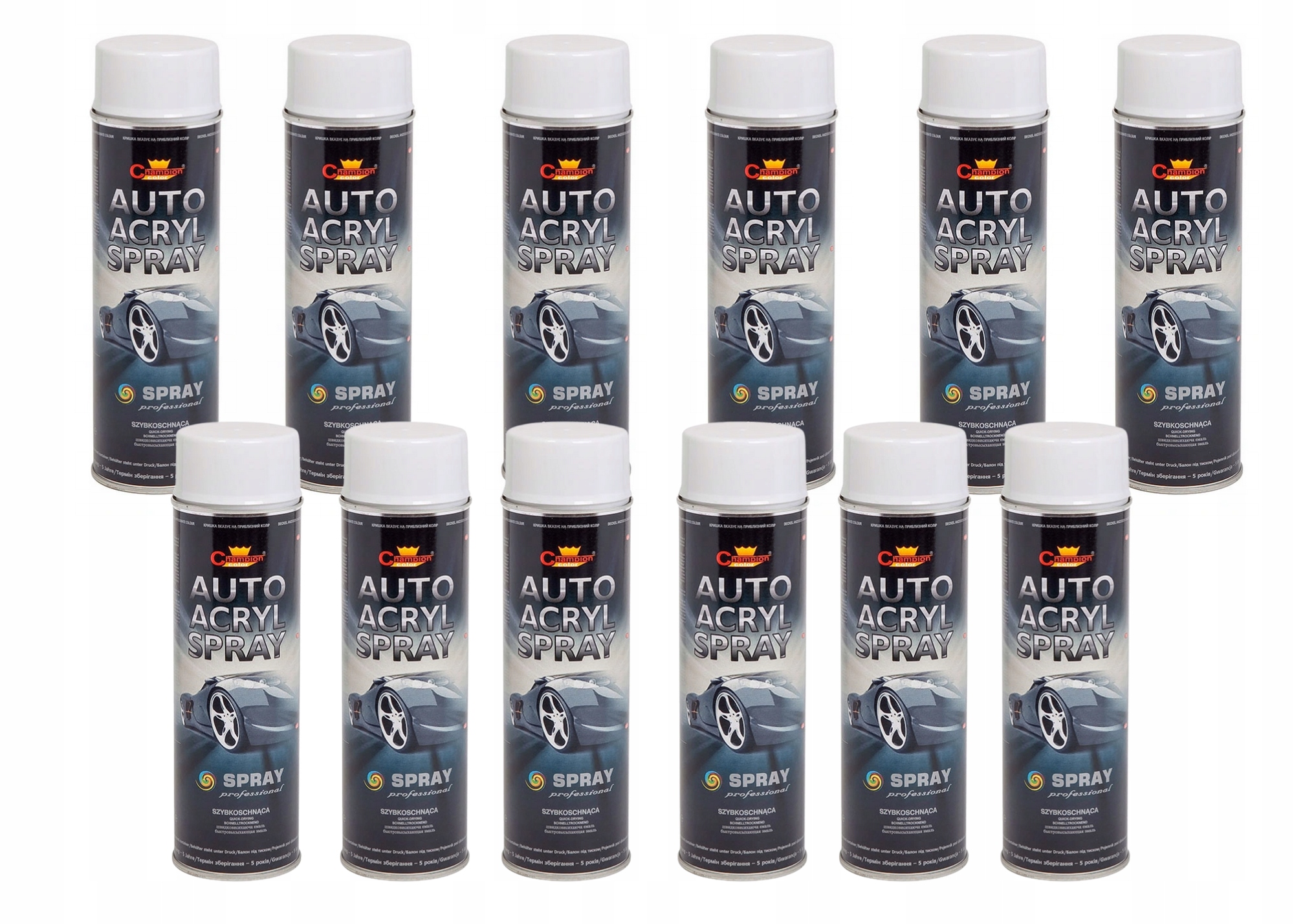 Spray Auto Acryl Champion Karton 12 szt bialy mat