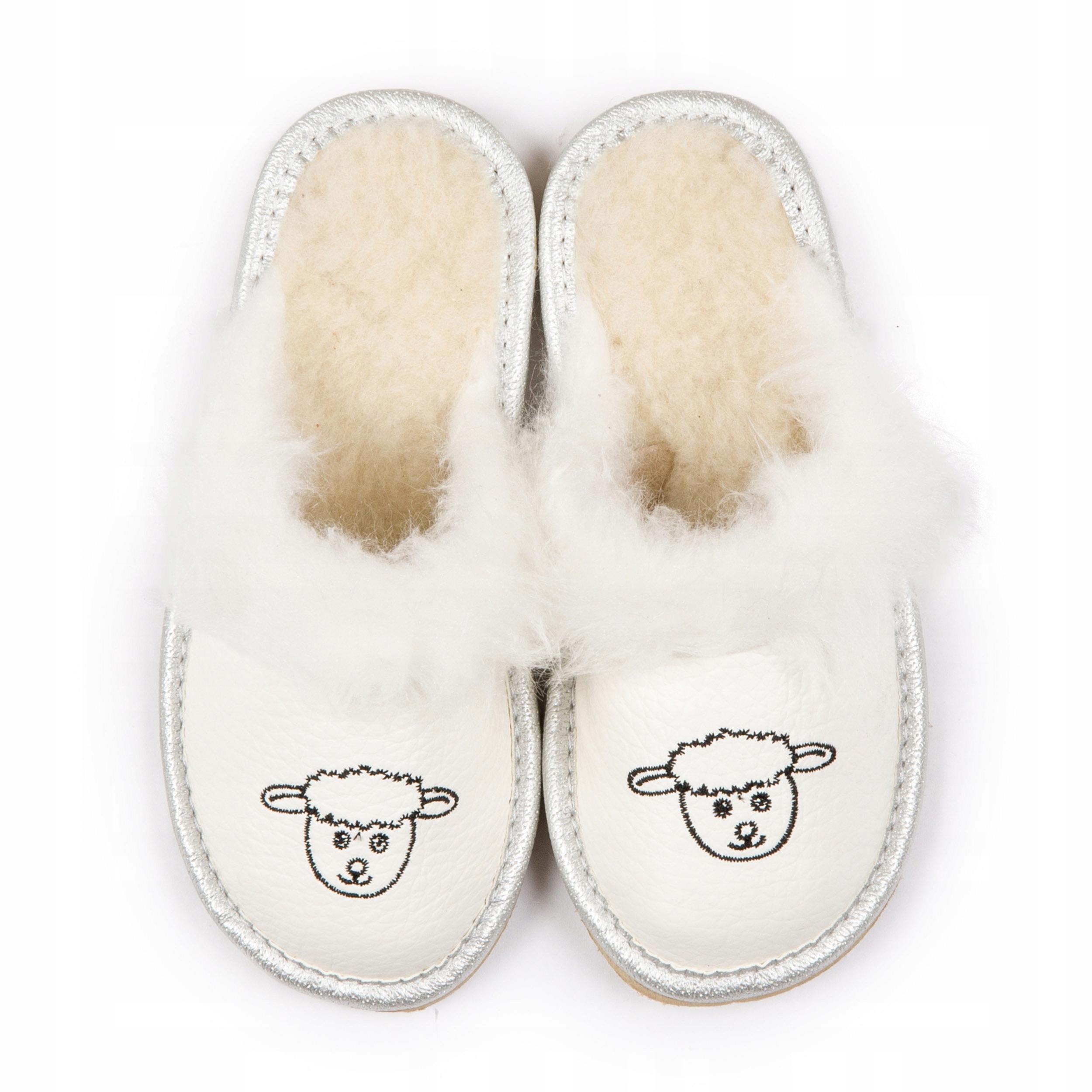 

Ciepłe Kapcie Dziecięce Baranek Bambosze Skórzane